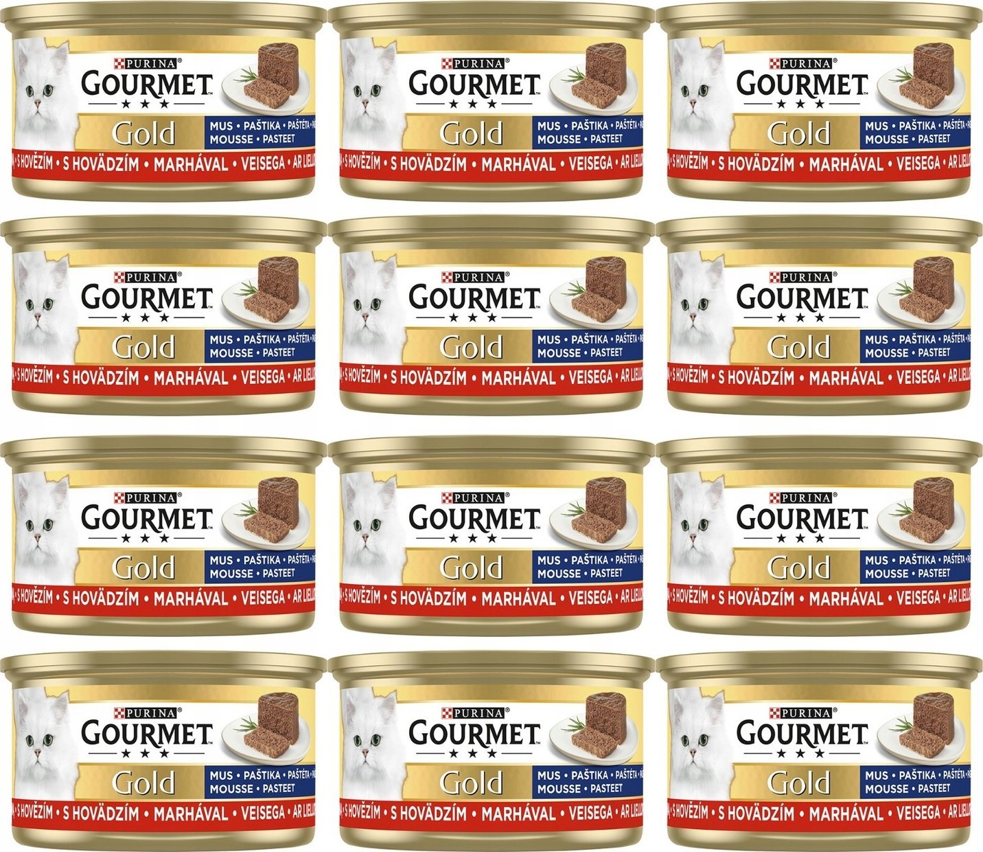 Purina Purina Gourmet Gold Karma dla kotów mus z wołowiną 85 g x 12 sztuk