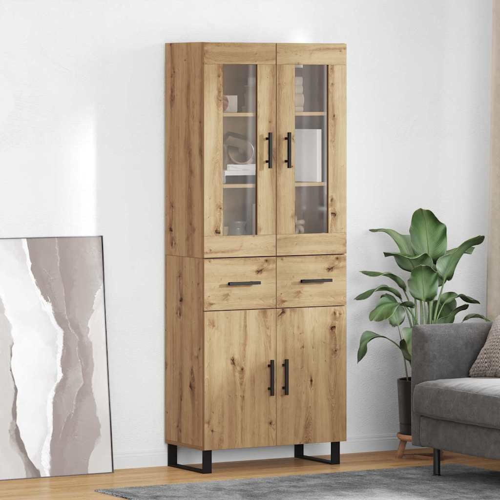 vidaXL Highboard 2 pcs Dąb rzemieślniczy Drewno inżynieryjne i szkło
