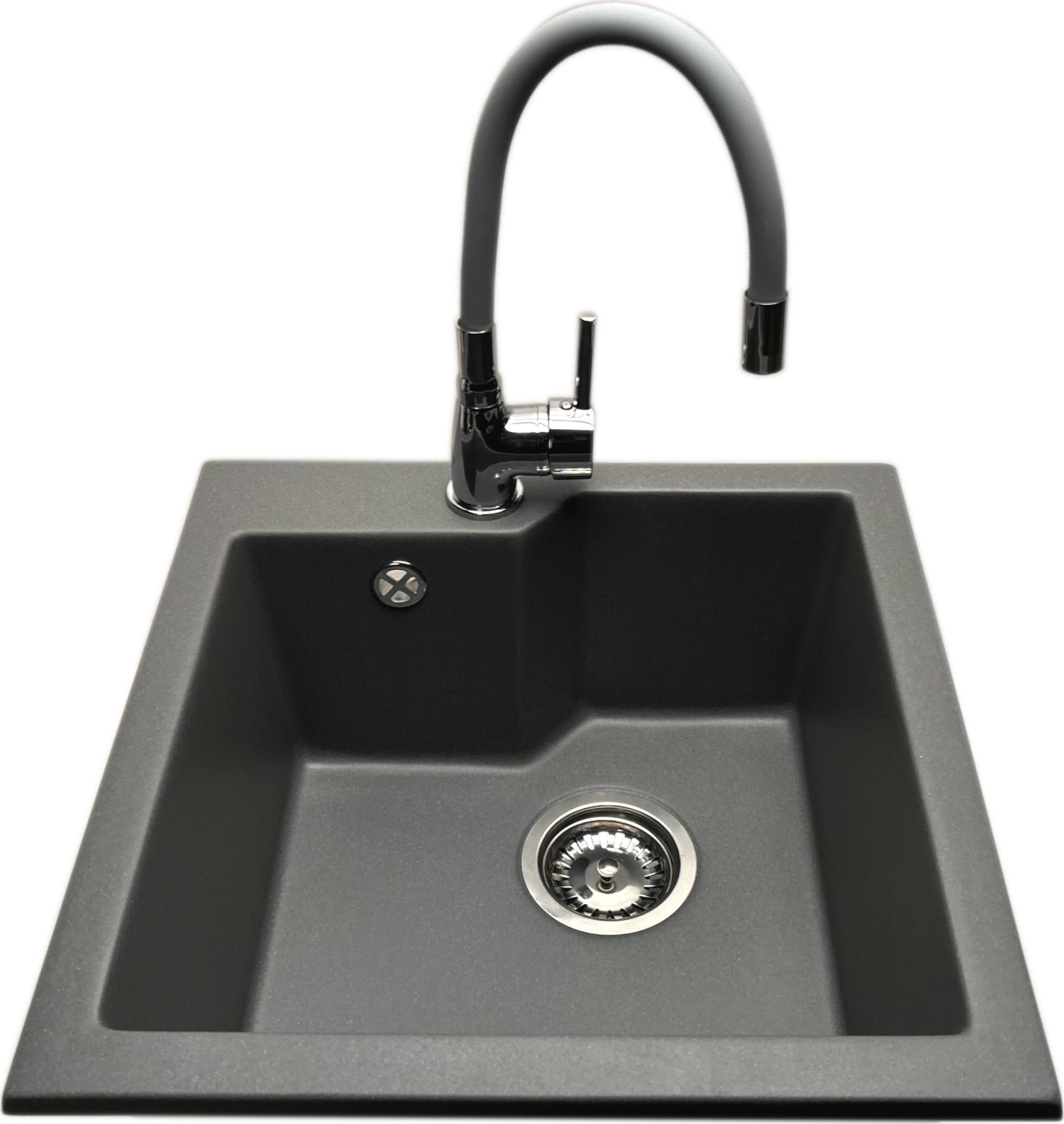 Zlewozmywak PREHNIT Zlewozmywak jednokomorowy NUMO szary + bateria LAVO