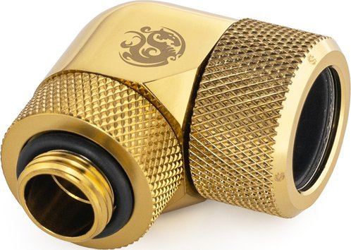 BitsPower Bitspower Advanced Multi-Link Adapter Anschluss 90 Grad G1/4 Zoll AG auf 16mm AD Hardtube - drehbar, Messing