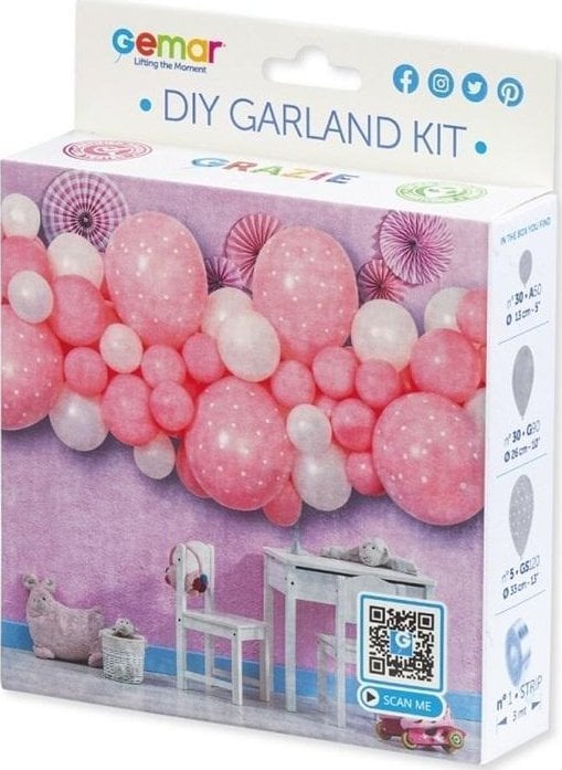 GoDan Girlanda balonowa DIY Baby Pink 65 balonów + ta¶ma