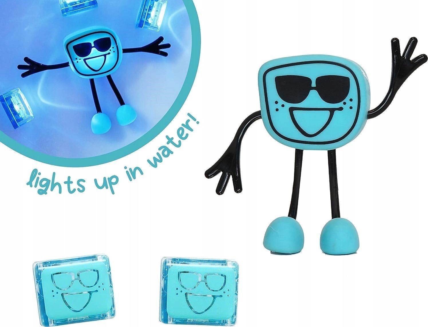 Duronic Glo Pals, Postać do kąpieli Blair - zestaw z dwiema kostkami sensorycznymi świecącymi w wodzie