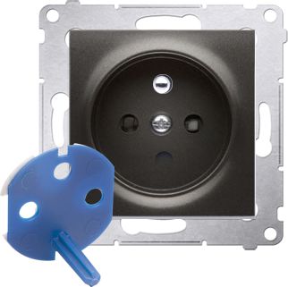 Kontakt-Simon Gniazdo wtyczkowe pojedyncze Data z kluczem uprawniających 16A IP20 antracyt (DGD1.01/48)