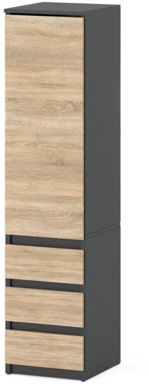 Szafa wąska do przedpokoju sypialni wąska 40cm 3 szuflady szary dąb sonoma
