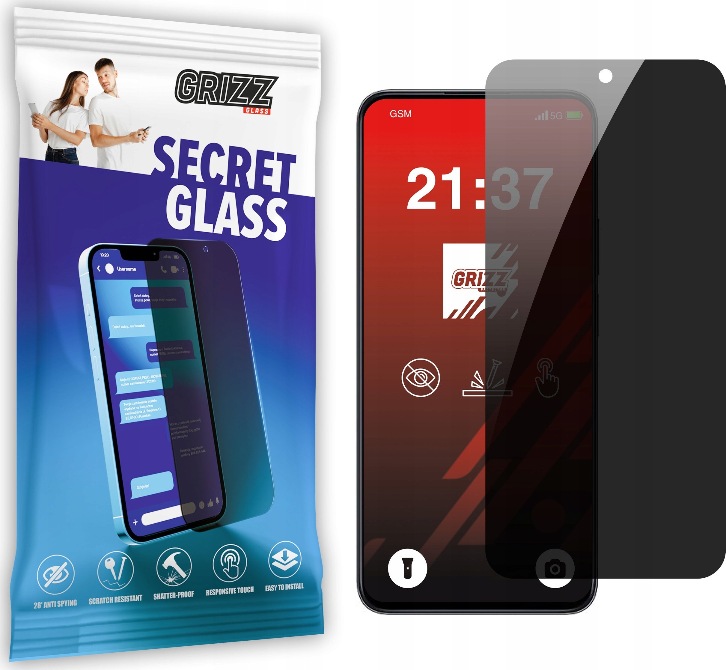 Szkło prywatyzujące GrizzGlass SecretGlass do Honor Play 9T 5G