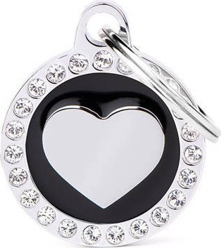 Zawieszka Adresówka Identyfikator z grawerem dla psa i kota czarne serce glam