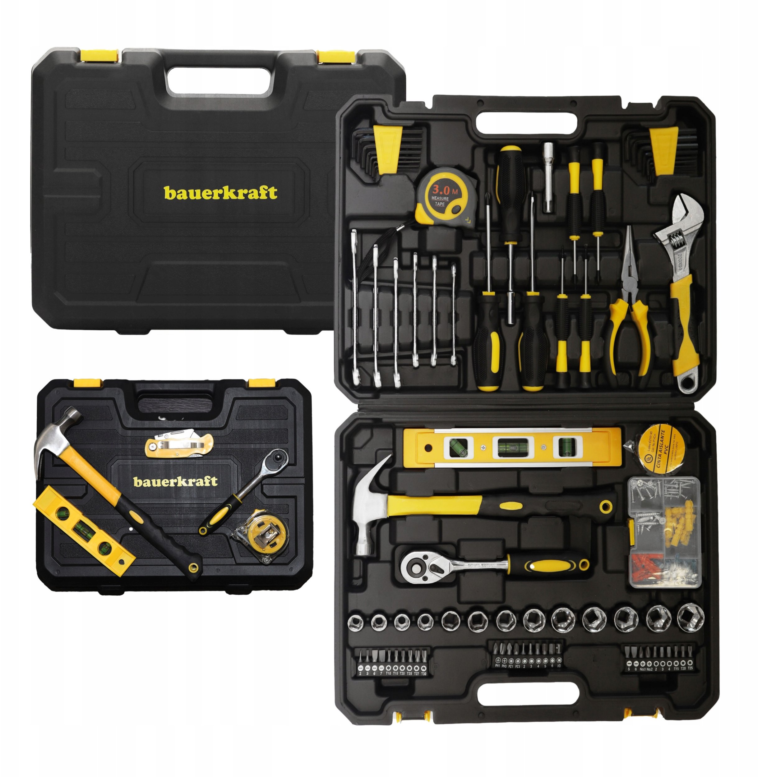 Zestaw narzędzi walizka narzędziowa 140 elementów klucze wkrętaki bity