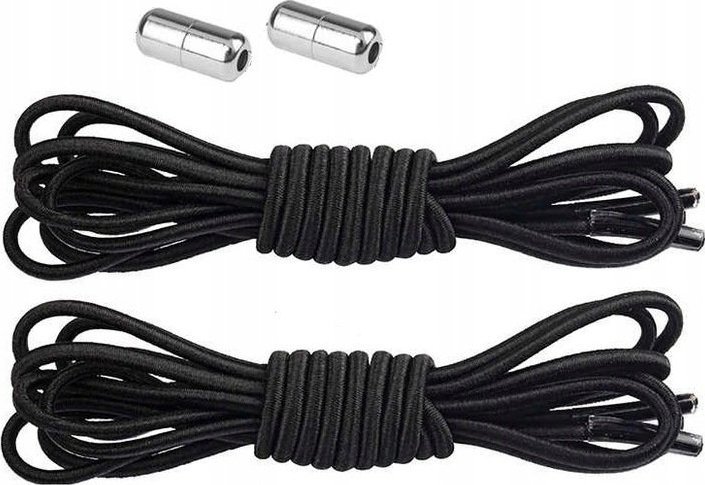 Korbi SZNUROWADŁA BEZ WIĄZANIA ELASTYCZNE SZNURÓWKI GUMOWE CZARNE BL 100CM