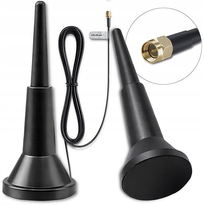 Qoltec Antena 4G LTE z podstawą magnetyczną | 5dBi | dookólna | wewnętrzna | 600-2700 MHz | SMA | 3m