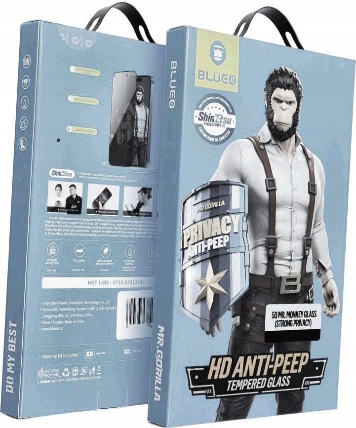 Blueo Szkło Hartowane 5D Mr. Monkey Glass - do Samsung Galaxy S24 czarny (Strong Privacy)
