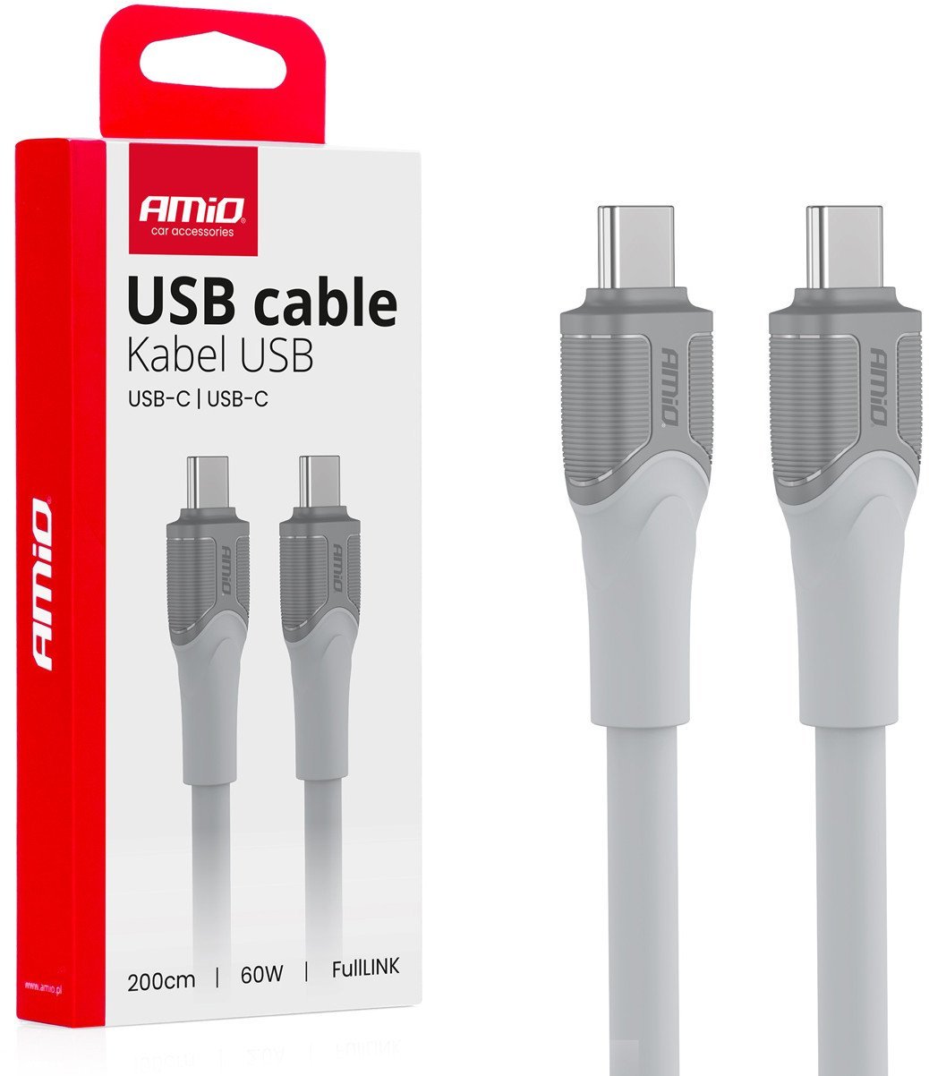 Kabel USB AMiO USB-C - USB-C 2 m Biały