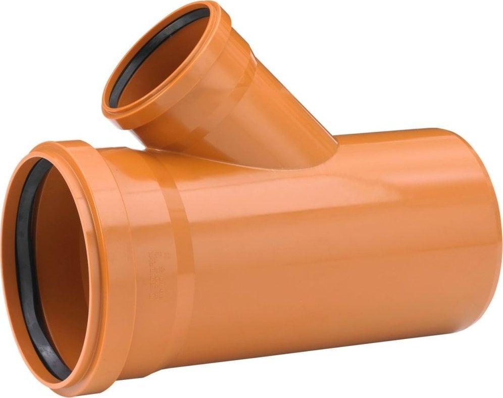 Uponor PVC-grenrør 45°, 200/110mm - glat kloak, Uponor