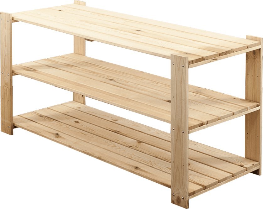 Wamar-Sosenka MAXI Regał Drewniany 64x120x50 cm 3 Półki ażurowe Surowy Drewno sosnowe Naturalny MAXI-2NA+ / Wamar-Sosenka