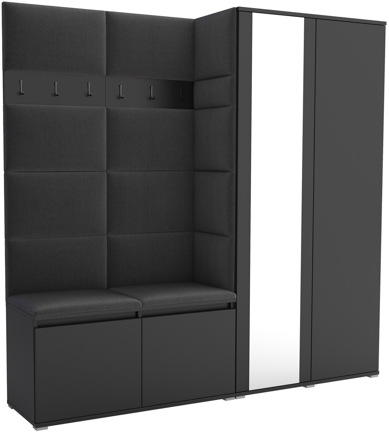 Tapicerowana garderoba Noris IV z lustrem - kolor artisan czarny + tkanina Trinity 15