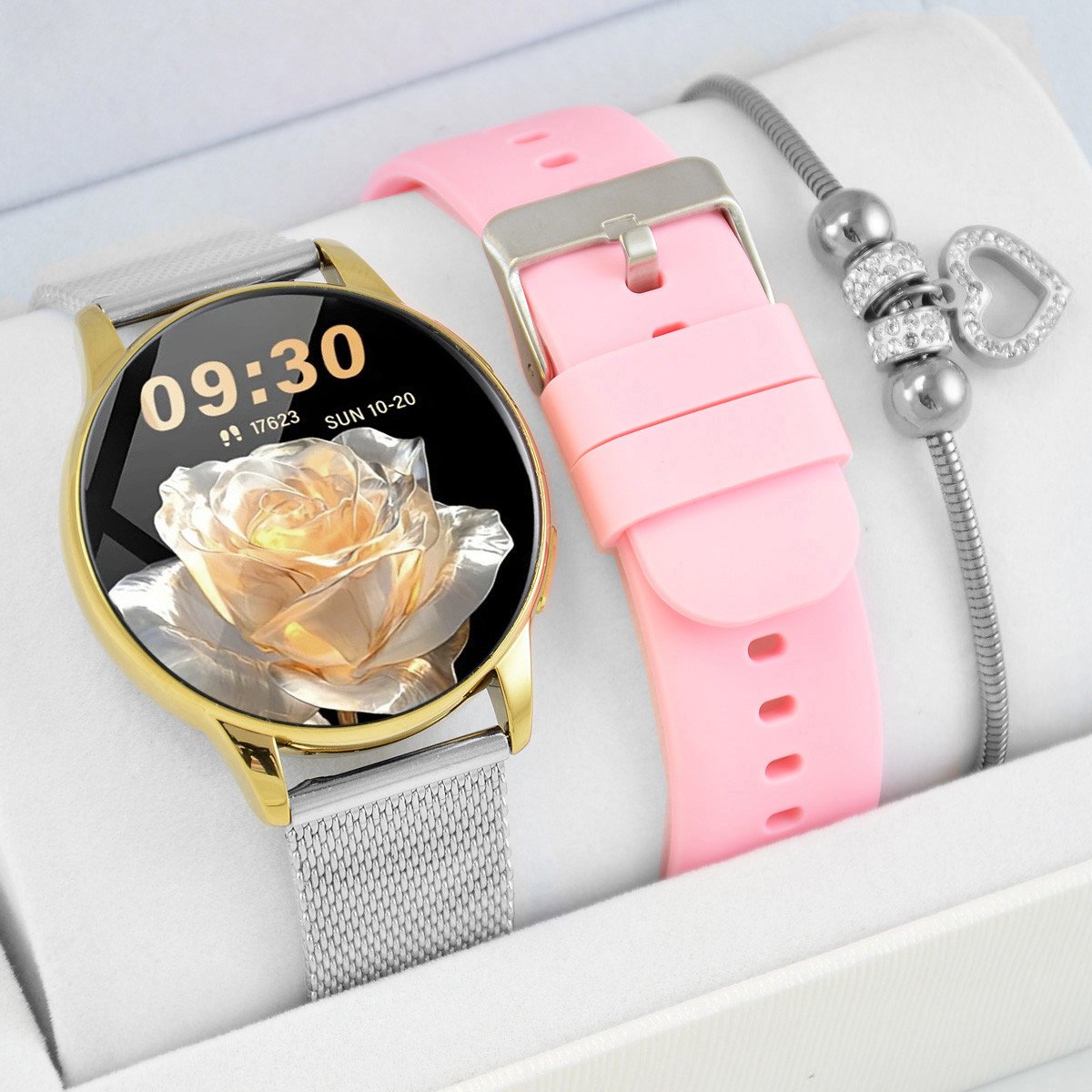 Zestaw damski Smartwatch Rubicon Asturia + bransoletka srebrna