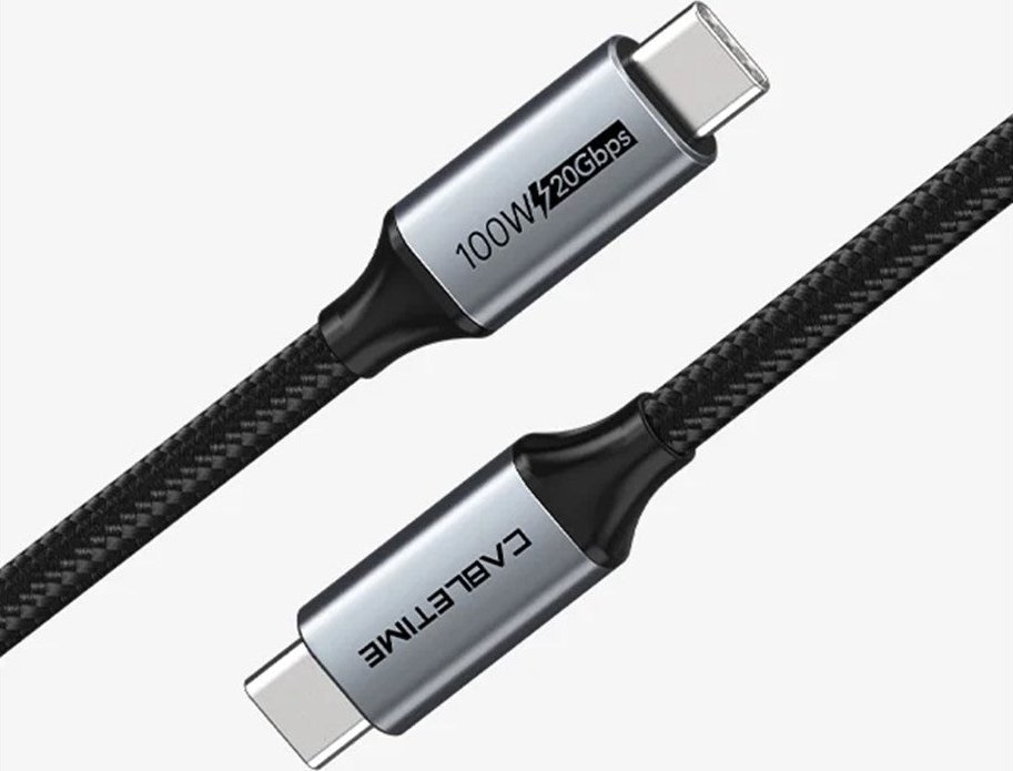 Kabel USB Cabletime USB-C - USB-C 2 m Czarno-srebrny (CA914234)