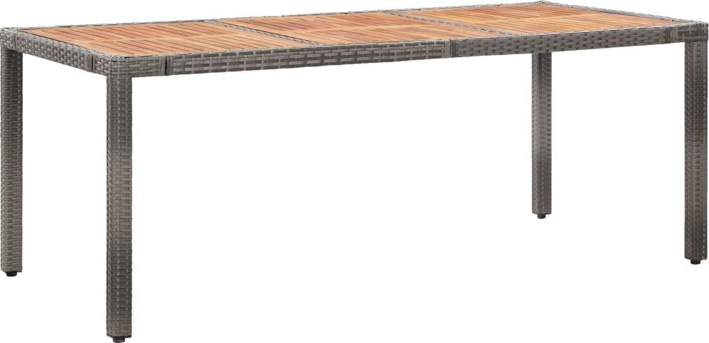 vidaXL vidaXL Stół ogrodowy, 190x90x75 cm, rattan PE i drewno akacjowe, szary