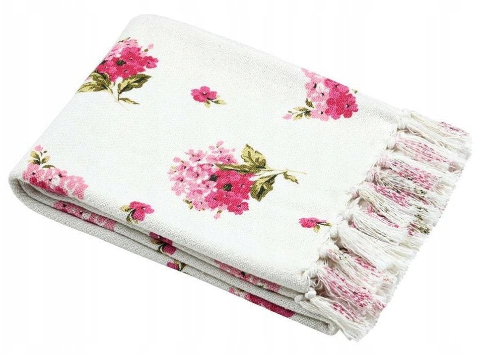 Narzuta bawełniana z kwiecistym wzorem 125 x 150 cm