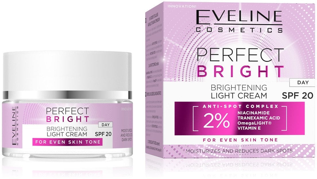Eveline Perfect Bright Rozjaśniający lekki krem do twarzy na dzień SPF20 50ml
