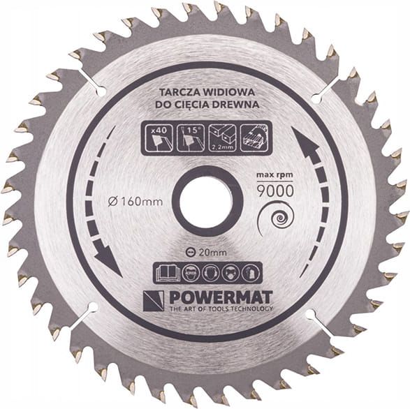 Powermat Tarcza widiowa do drewna Powermat (160 mm, 20 mm, 40 zęby)
