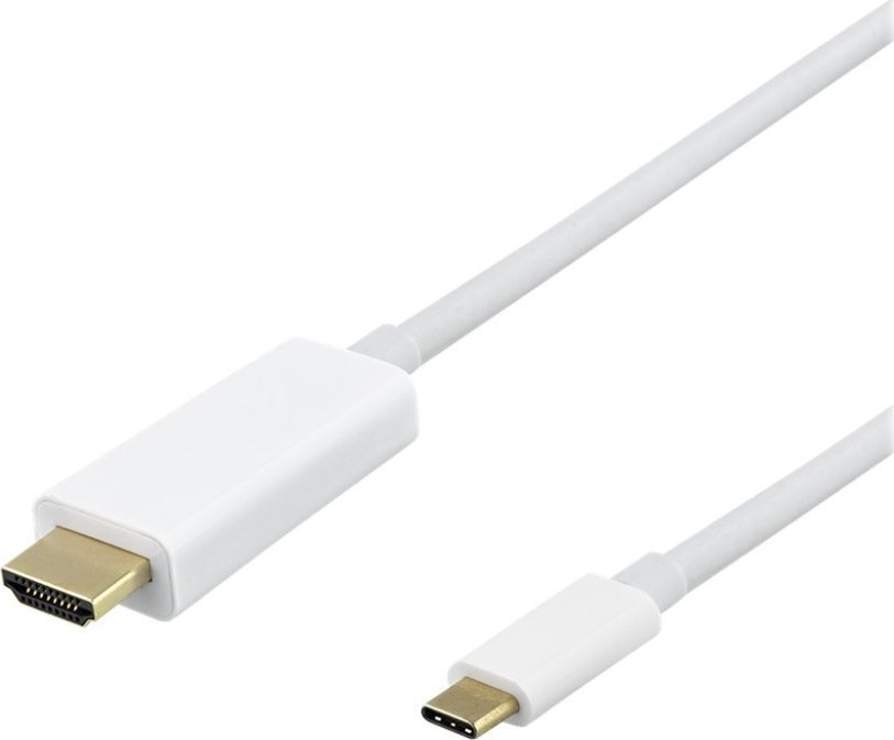 Kabel Deltaco USB-C - HDMI kabelis DELTACO 4K UHD, paauksuotos jungtys, 2m, baltas / USBC-HDMI1021-K / 00140022