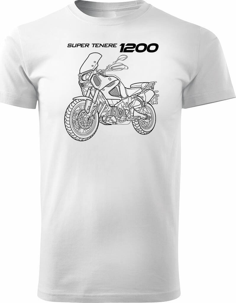 Topslang Koszulka motocyklowa z motocyklem Yamaha Super Tenere 1200 męska biała REGULAR L