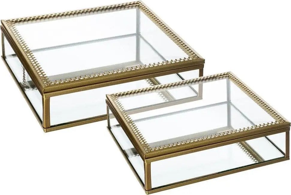 Atmosphera Dwie szkatułki na biżuterię, przezroczyste i szklane pojemniki na drobiazgi, stylowa ozdoba do mieszkania.