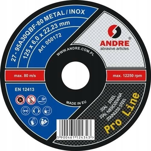Andre TARCZA DO SZLIFOWANIA METALU 125 x 6,0mm METAL/INOX PRO LINE 95A30QBF