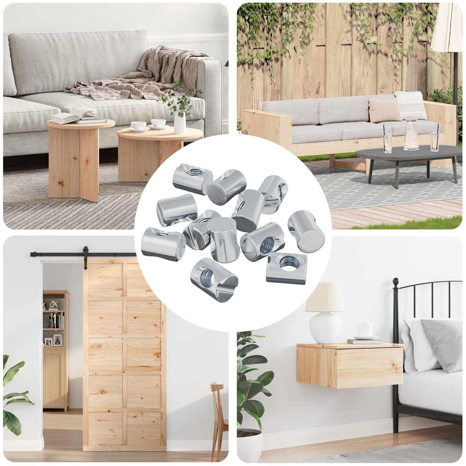 vidaXL Nakrętki Barrel 12 pcs M6 x 13 mm (Średnica gwintu x Wysokość)