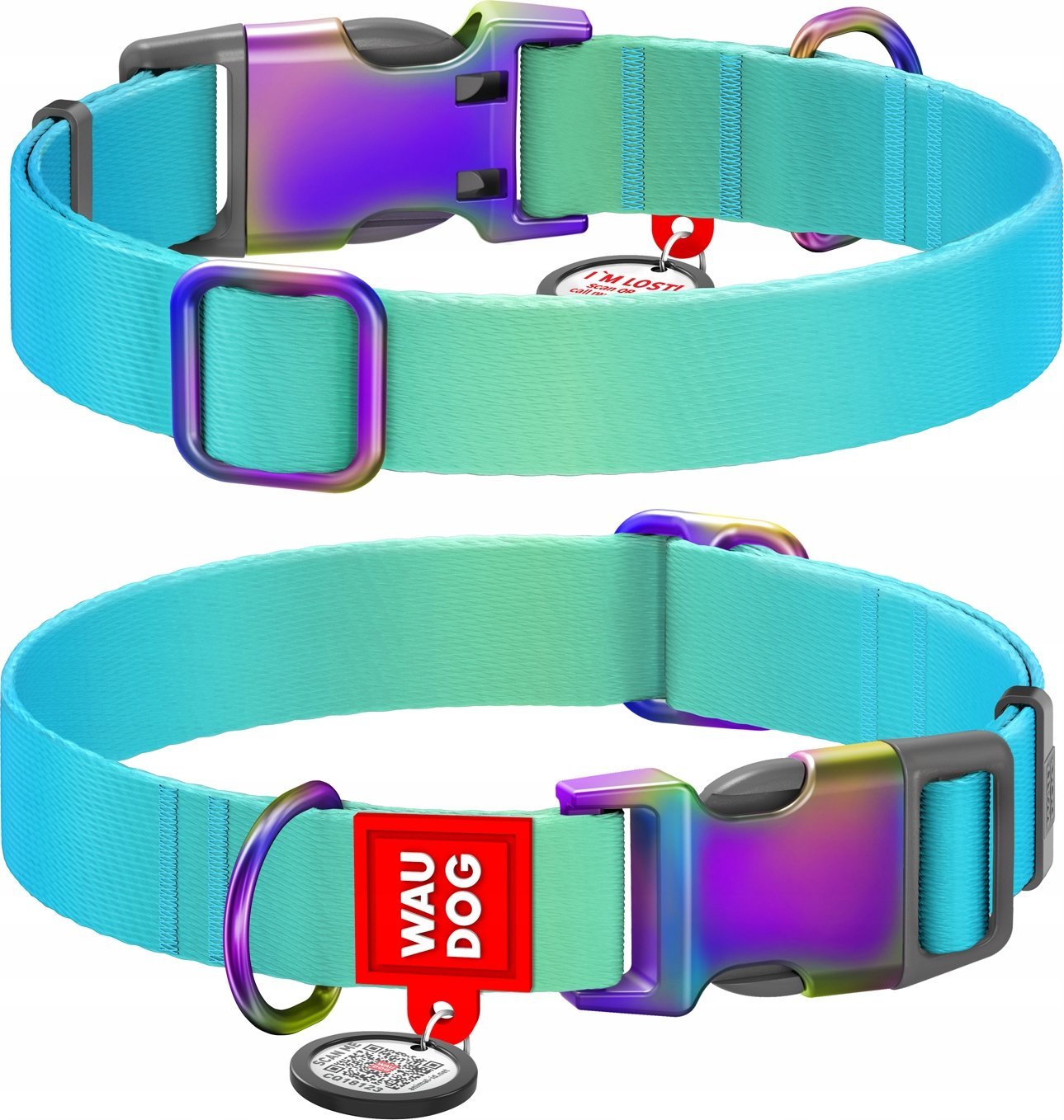 Collar WAU DOG OBROŻA RECYCLED GRADIENT S 1,5/25-35cm NYLON NIEBIESKI