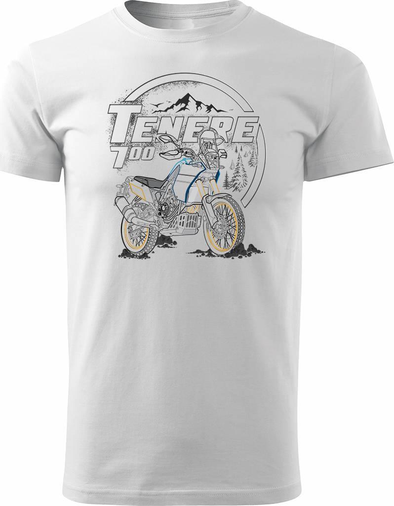 Topslang Koszulka motocyklowa z motocyklem Yamaha Tenere 700 męska biały REGULAR r. XL