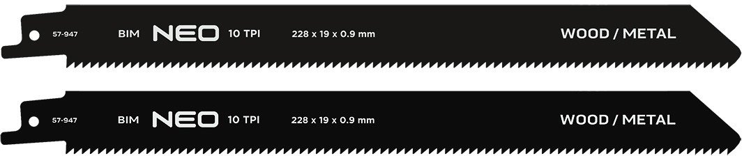 Brzeszczoty do piły szablastej 228 x 19 x 0.9 mm, 10TPI, kpl. 2 szt.