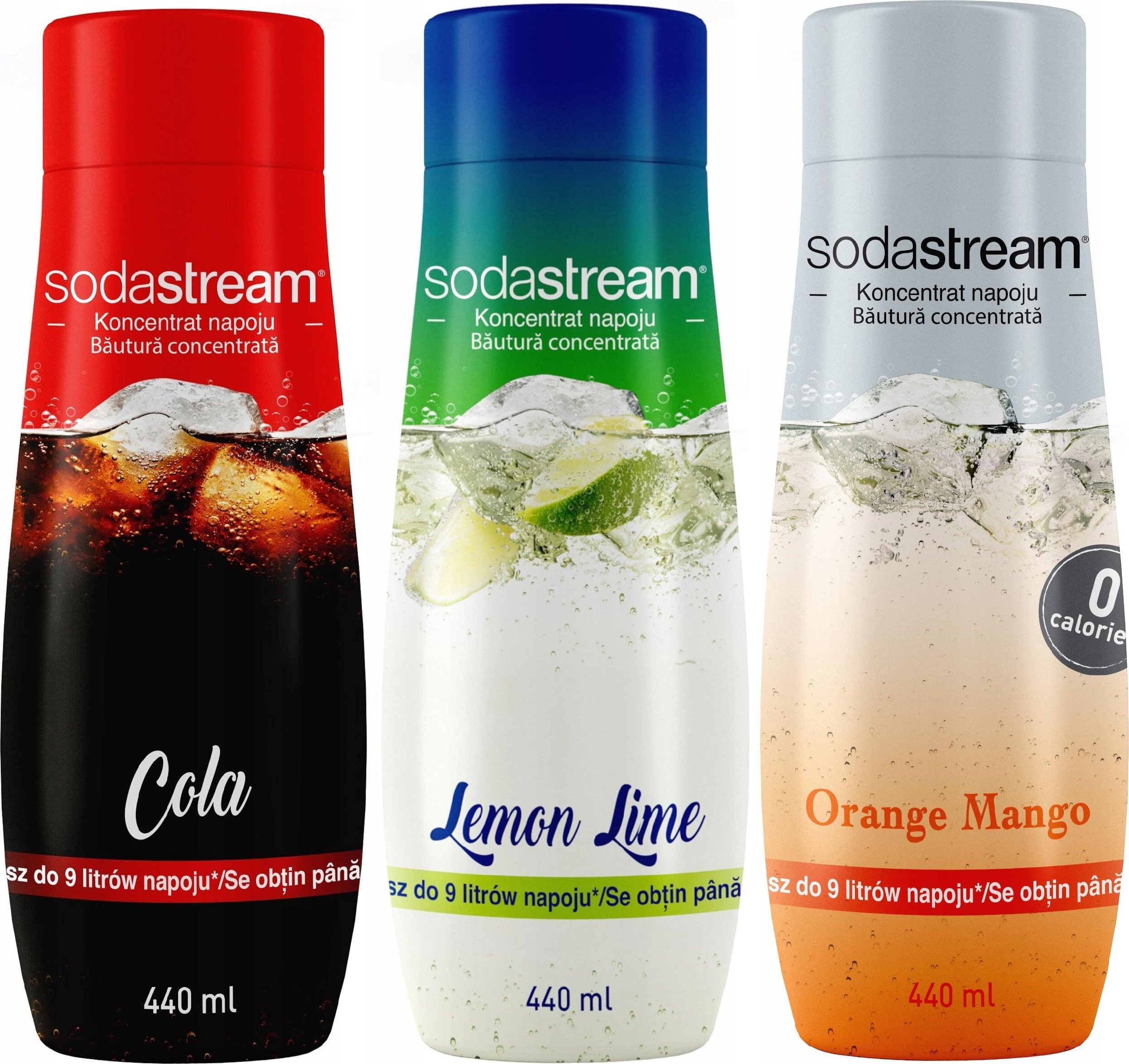 Zestaw 3 koncentratów SodaStream Cola+Lemon-Lime+Orange-Mango