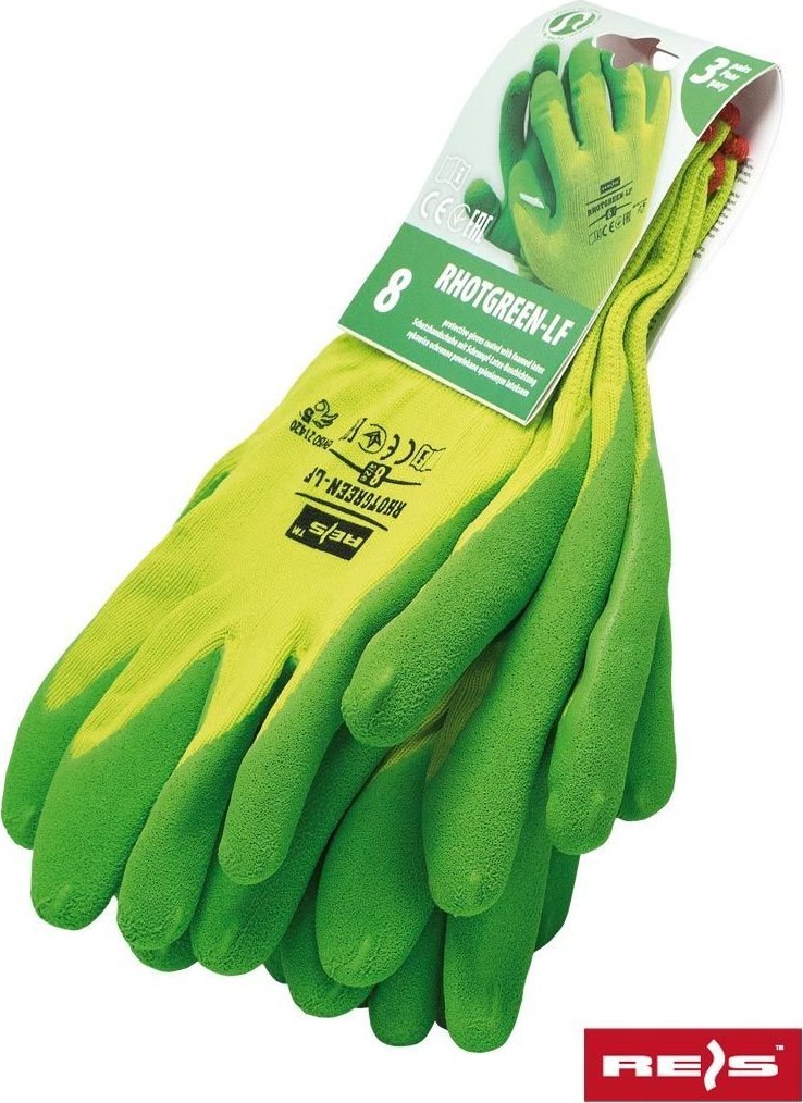 R.E.I.S. RHOTGREEN - rękawice ochronne z poliestru, powlekane spienionym lateksem, ściągacz, min zakup 12 par 10