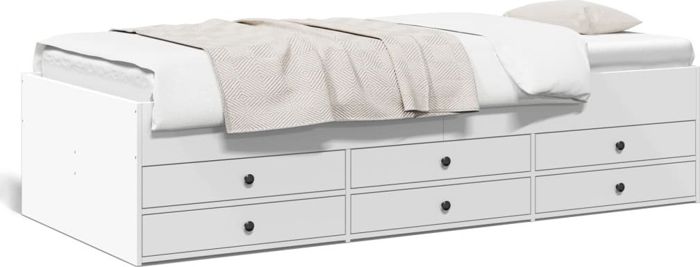 vidaXL Rama łóżka dziennego z szufladami, biała, 90x200 cm