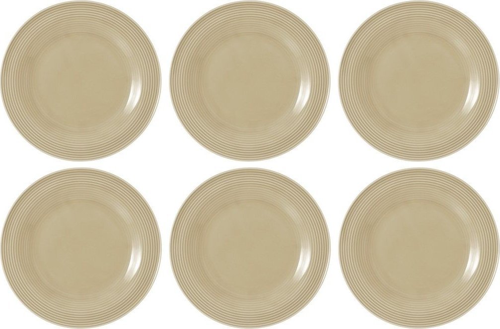Zestaw 6 talerzy porcelanowych do sałatek 23 cm beżowy - Seltman