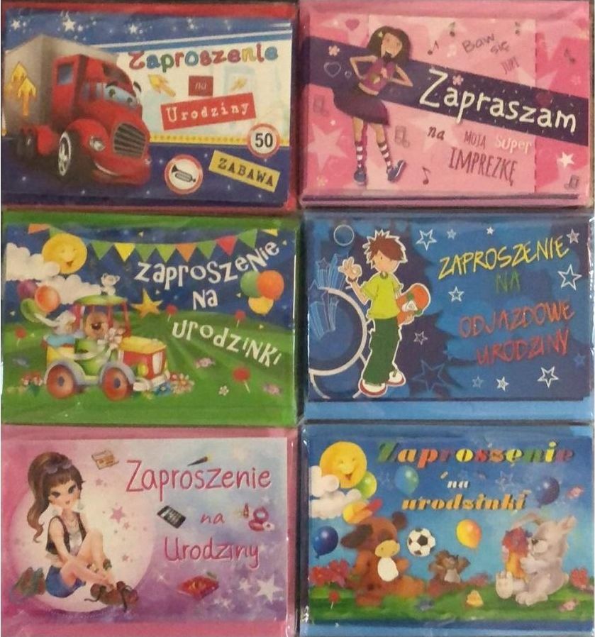 Panorama Zaproszenia Urodziny brokat + koperta (10szt)