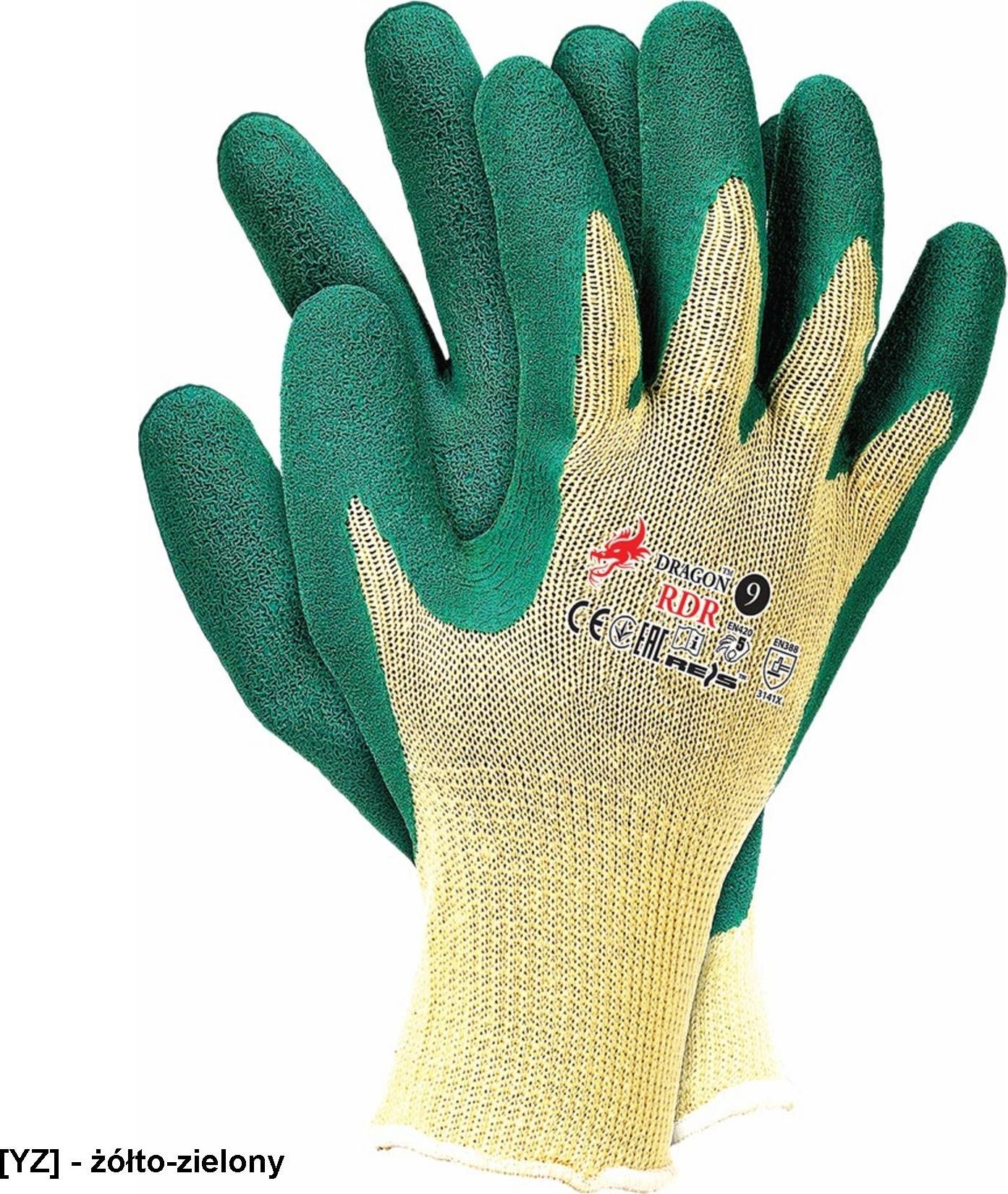 R.E.I.S. RDR - rękawice ochronne - żółto-zielony 7