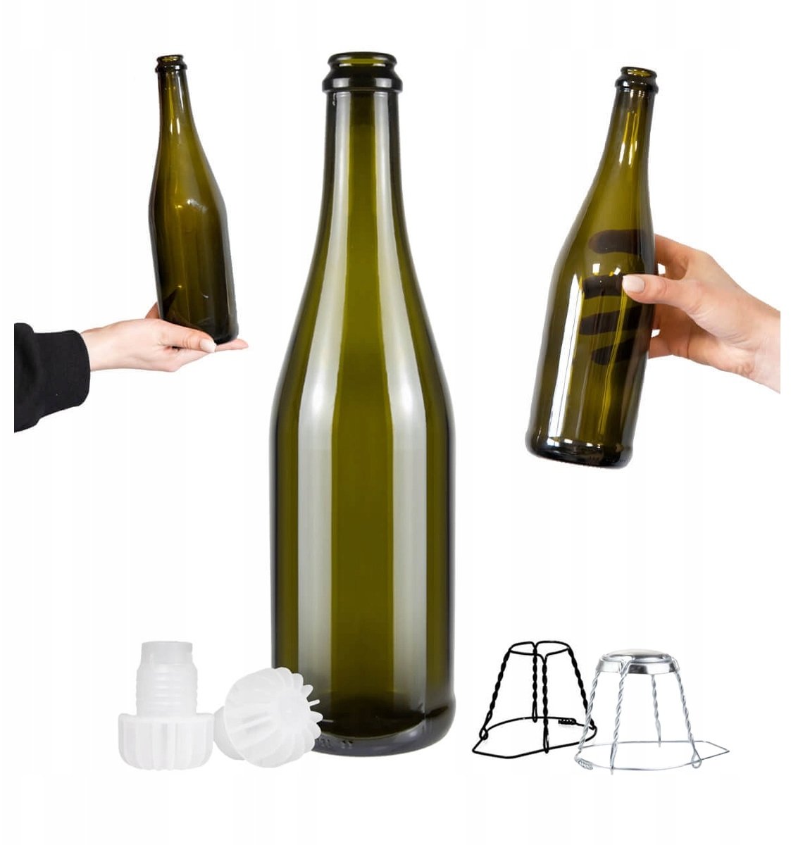 Butelka Szklana do Szampana Cydru Wina 750 ml Oliwkowa Szampan 750 Alkohol