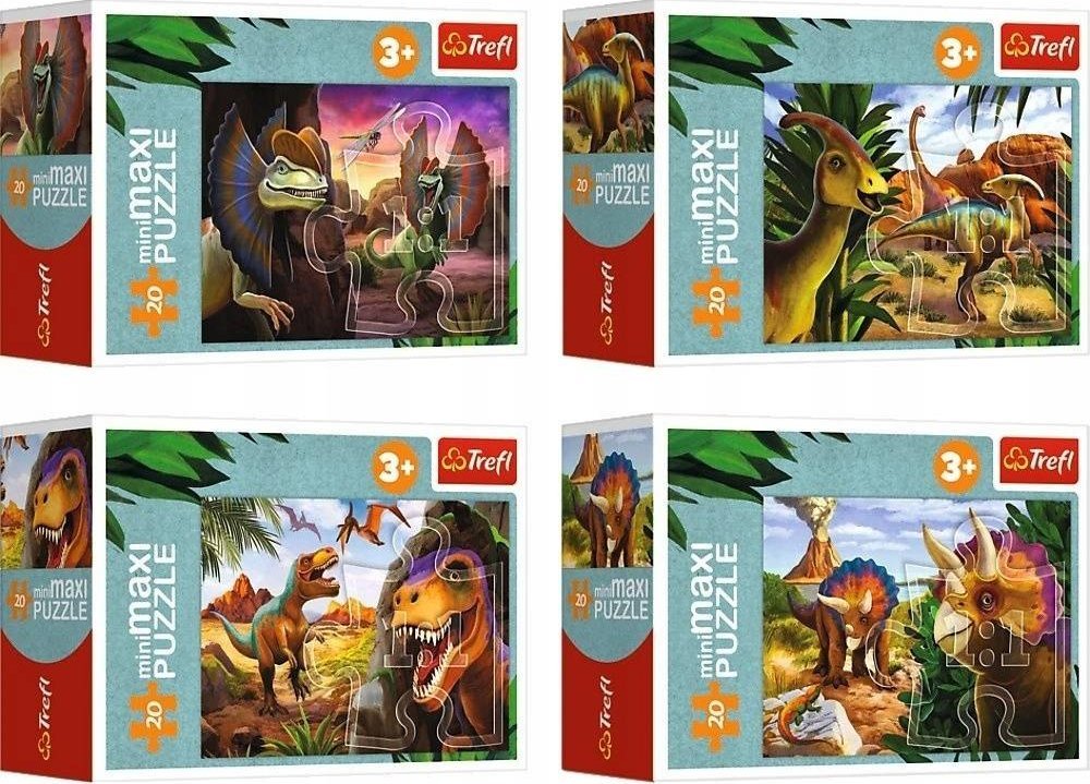 Trefl Puzzle MiniMaxi Poznaj świat dinozaurów 20 elementów - 1 sztuka losowo (56036)
