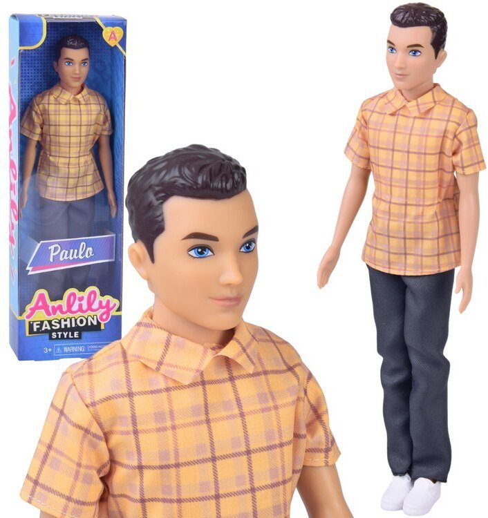 Anlily Lalka chłopak BRUNET Paulo w koszuli i ciemnych spodniach ZA6006 B EDUKAMP