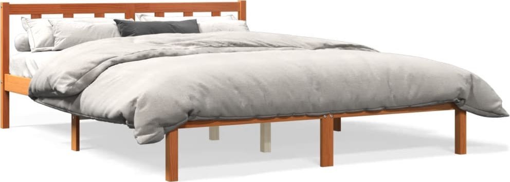 vidaXL Rama łóżka, woskowy brąz, 150x200 cm, lite drewno sosnowe