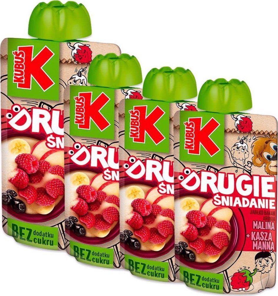 Kubuś Kubuś Drugie śniadanie Mus jabłko banan aronia malina + kasza manna 100 g x 4 sztuk