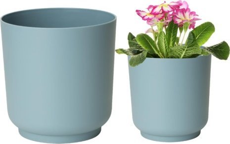 Form-Plastic Osłonka matowa na kwiaty błękitna plastikowa ECO RECYCLED Satina 15x14,9 cm