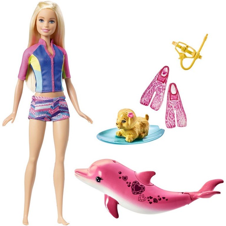 Lalka Barbie Mattel Barbie Nurkowanie z delfinem, zestaw (FBD63)