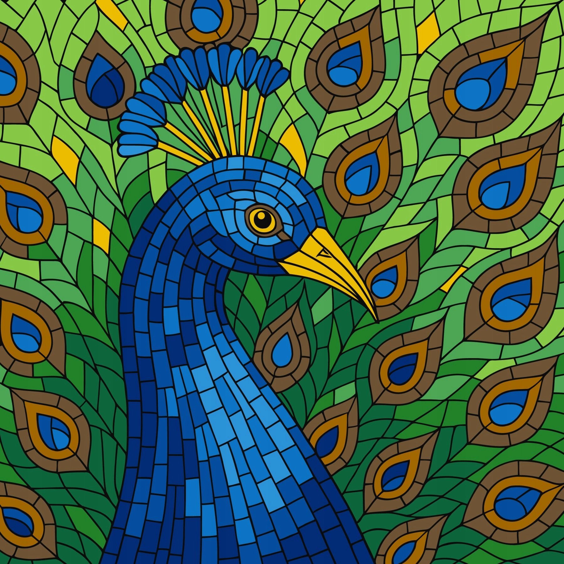 Malowanie po numerach - Witraż. Paw 30x30cm