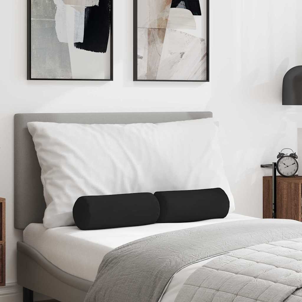 vidaXL Poduszki Wałkowe 2 pcs Czarny 15 x 40 cm Tkanina mikrofibrowa