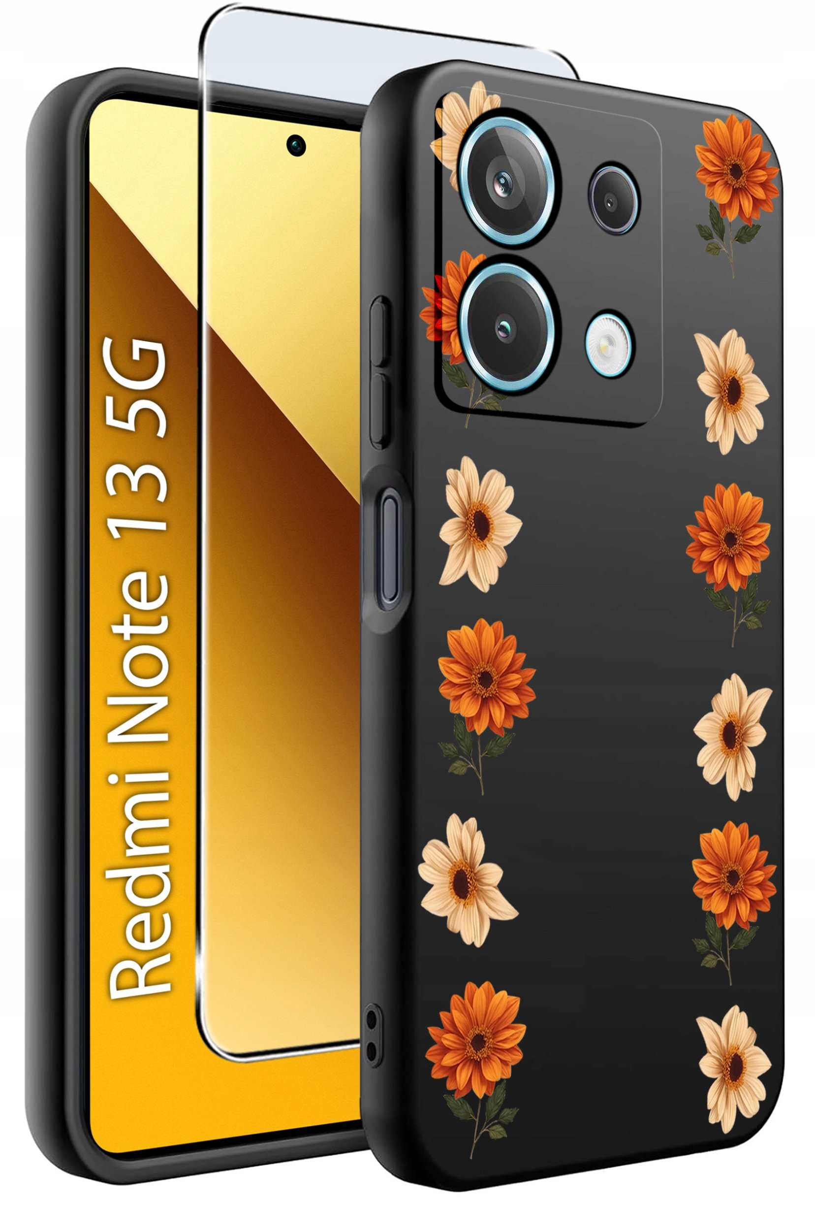 ETUI do Xiaomi Redmi Note 13 5G WZORY |SILIKONOWE MATT CASE +SZKŁO 9H