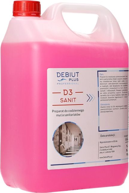 Debiut Plus Professional Debiut Plus Professional D3 Sanit - Preparat do codziennego mycia sanitariatów - 5 l