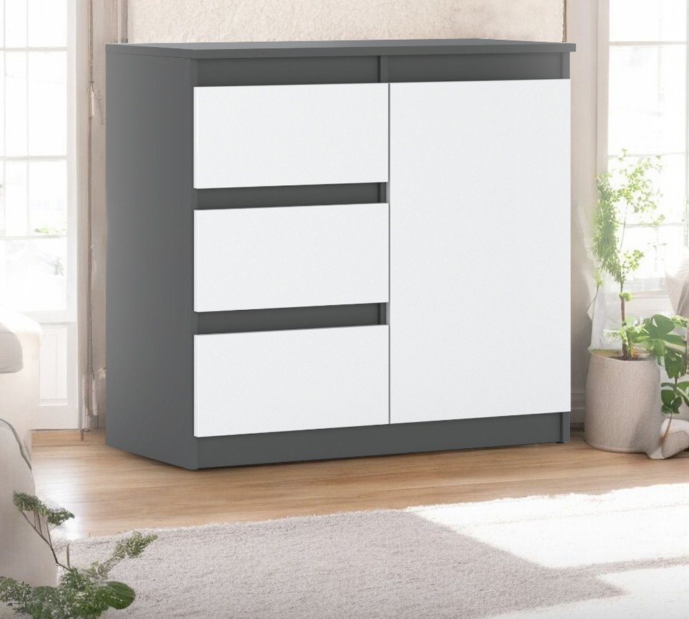 Komoda Szara Nowoczesna 80cm 3 Szuflady Młodzieżowa Do Salonu Sypialni